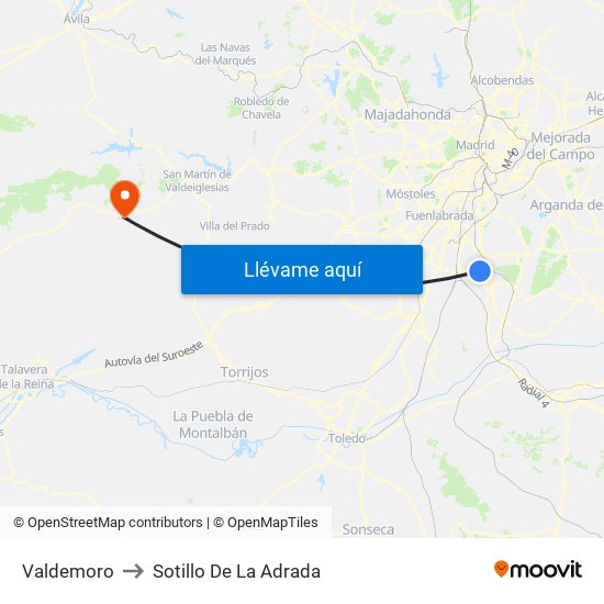 Valdemoro to Sotillo De La Adrada map