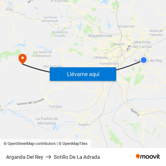 Arganda Del Rey to Sotillo De La Adrada map