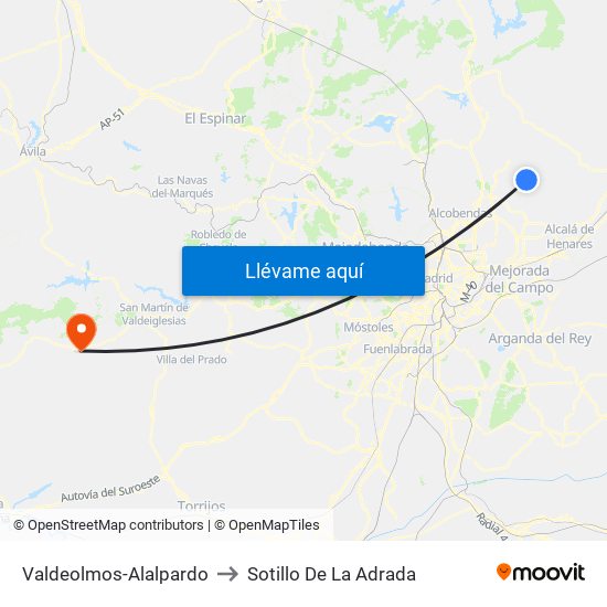 Valdeolmos-Alalpardo to Sotillo De La Adrada map