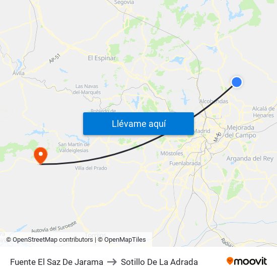 Fuente El Saz De Jarama to Sotillo De La Adrada map