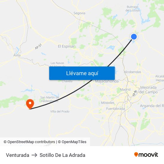 Venturada to Sotillo De La Adrada map