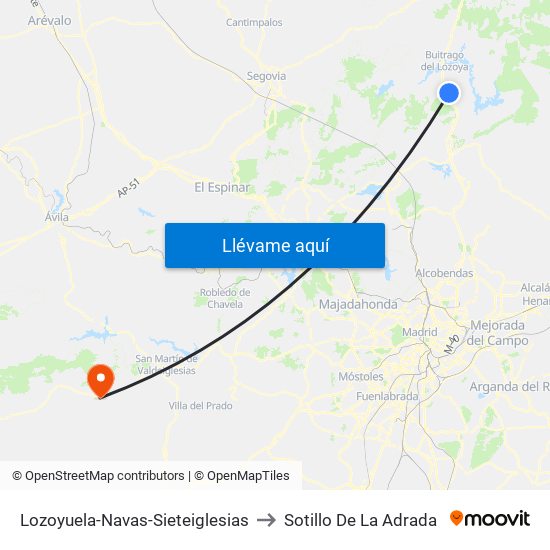 Lozoyuela-Navas-Sieteiglesias to Sotillo De La Adrada map