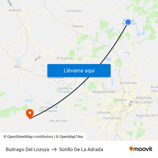 Buitrago Del Lozoya to Sotillo De La Adrada map