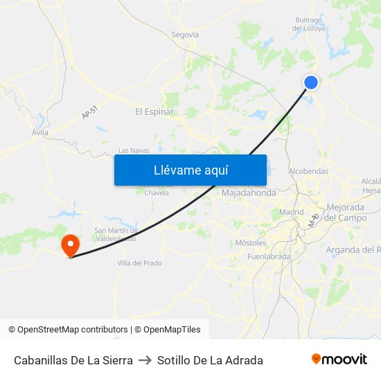 Cabanillas De La Sierra to Sotillo De La Adrada map