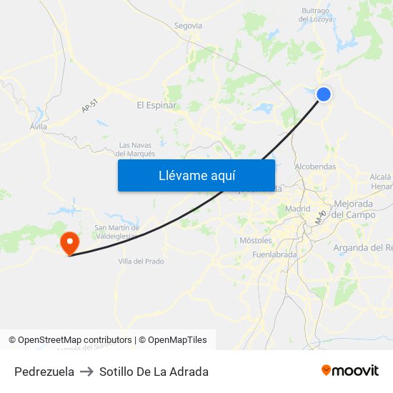 Pedrezuela to Sotillo De La Adrada map