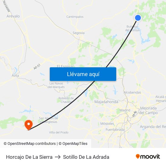 Horcajo De La Sierra to Sotillo De La Adrada map