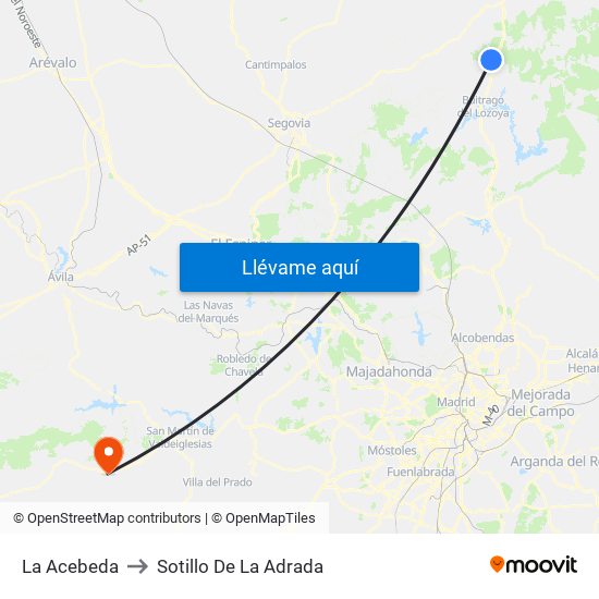La Acebeda to Sotillo De La Adrada map