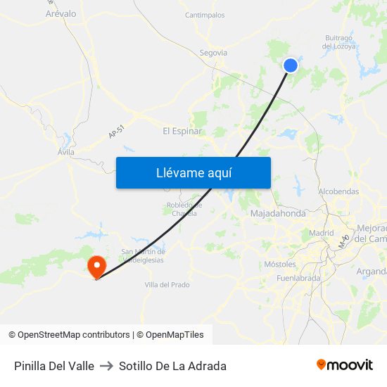 Pinilla Del Valle to Sotillo De La Adrada map