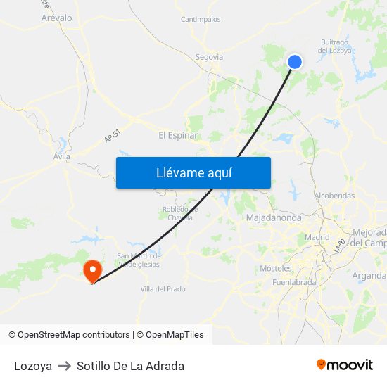 Lozoya to Sotillo De La Adrada map