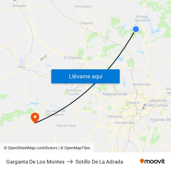 Garganta De Los Montes to Sotillo De La Adrada map