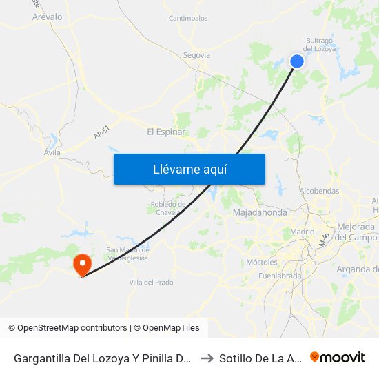 Gargantilla Del Lozoya Y Pinilla De Buitrago to Sotillo De La Adrada map