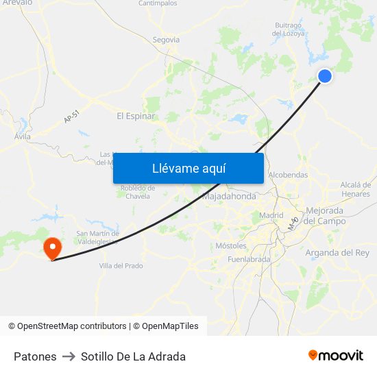 Patones to Sotillo De La Adrada map