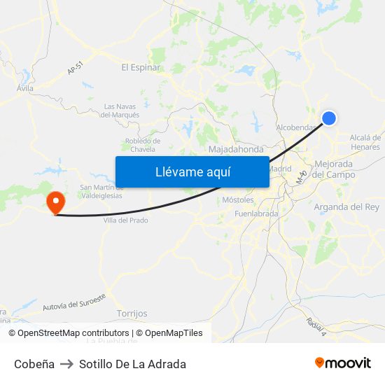 Cobeña to Sotillo De La Adrada map