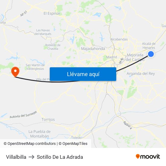 Villalbilla to Sotillo De La Adrada map