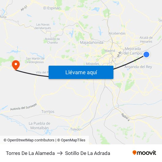 Torres De La Alameda to Sotillo De La Adrada map