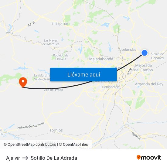 Ajalvir to Sotillo De La Adrada map