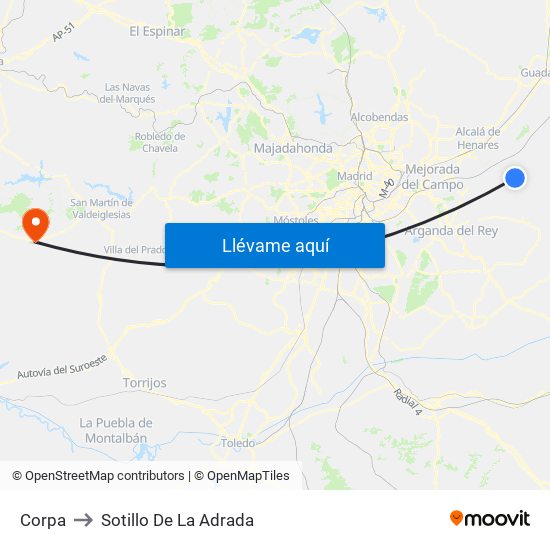 Corpa to Sotillo De La Adrada map