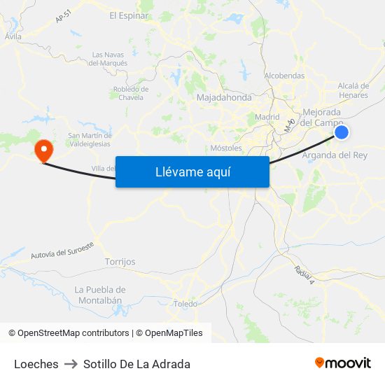 Loeches to Sotillo De La Adrada map
