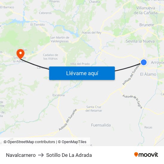 Navalcarnero to Sotillo De La Adrada map