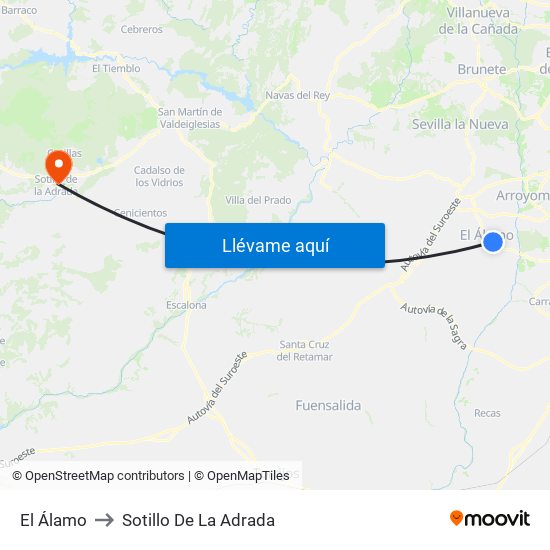 El Álamo to Sotillo De La Adrada map