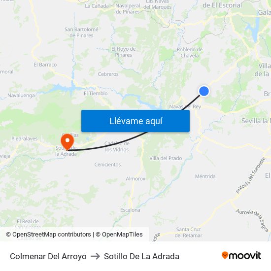 Colmenar Del Arroyo to Sotillo De La Adrada map