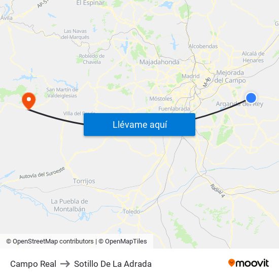 Campo Real to Sotillo De La Adrada map