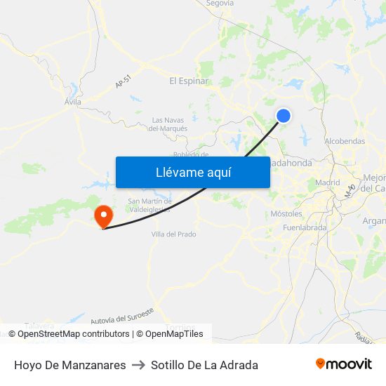 Hoyo De Manzanares to Sotillo De La Adrada map