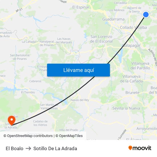 El Boalo to Sotillo De La Adrada map