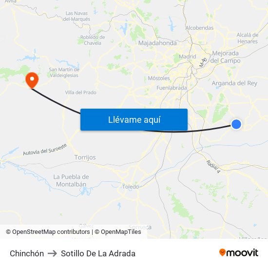 Chinchón to Sotillo De La Adrada map