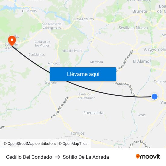 Cedillo Del Condado to Sotillo De La Adrada map