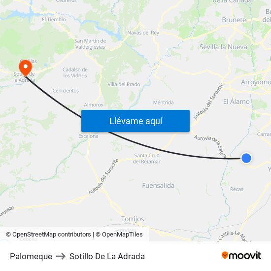 Palomeque to Sotillo De La Adrada map