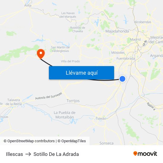 Illescas to Sotillo De La Adrada map