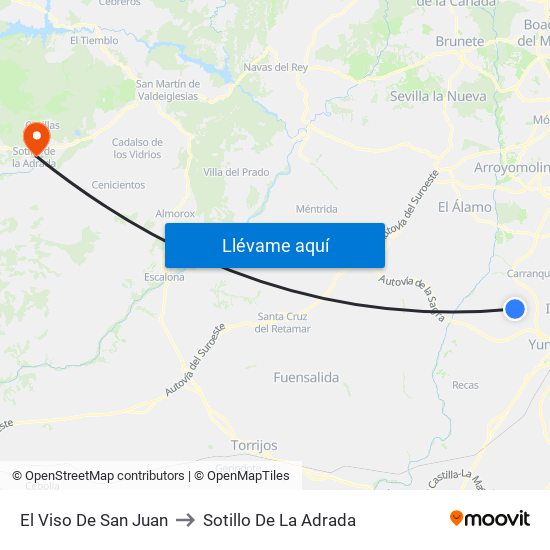 El Viso De San Juan to Sotillo De La Adrada map