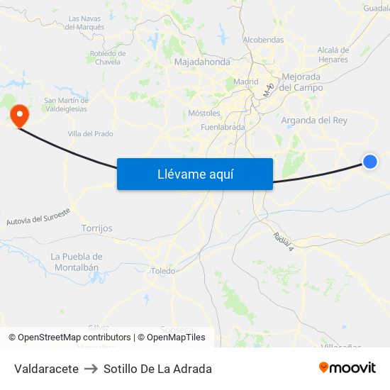 Valdaracete to Sotillo De La Adrada map