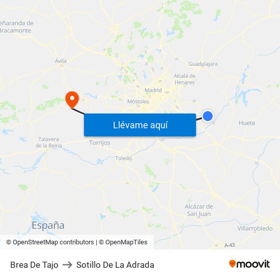 Brea De Tajo to Sotillo De La Adrada map