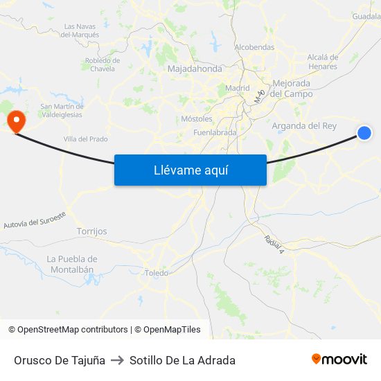 Orusco De Tajuña to Sotillo De La Adrada map