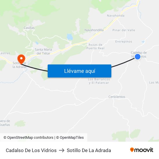 Cadalso De Los Vidrios to Sotillo De La Adrada map