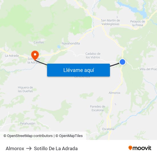 Almorox to Sotillo De La Adrada map