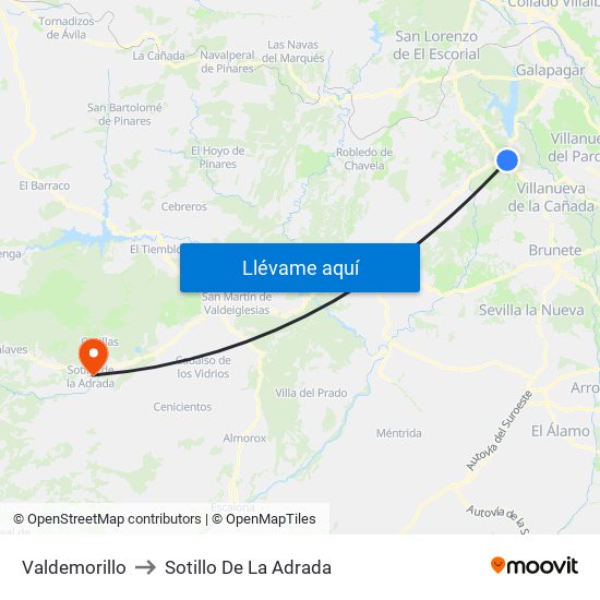 Valdemorillo to Sotillo De La Adrada map