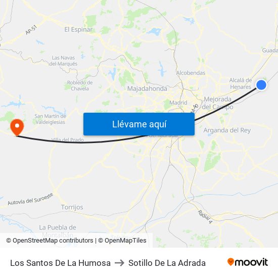 Los Santos De La Humosa to Sotillo De La Adrada map