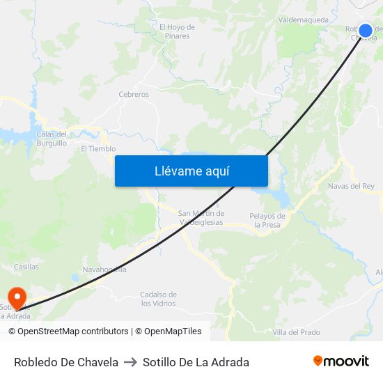 Robledo De Chavela to Sotillo De La Adrada map