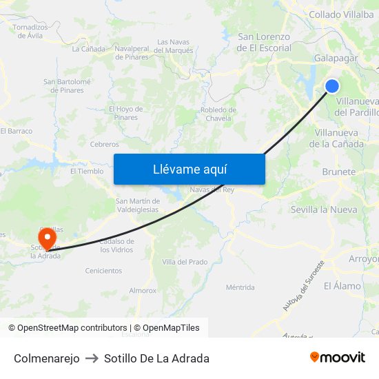 Colmenarejo to Sotillo De La Adrada map