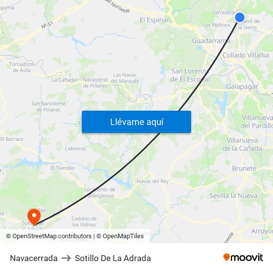 Navacerrada to Sotillo De La Adrada map