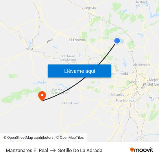 Manzanares El Real to Sotillo De La Adrada map