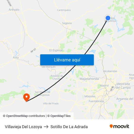 Villavieja Del Lozoya to Sotillo De La Adrada map