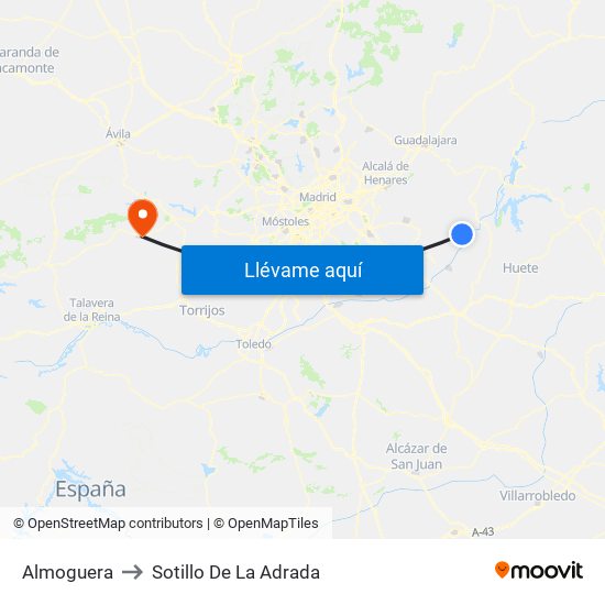 Almoguera to Sotillo De La Adrada map