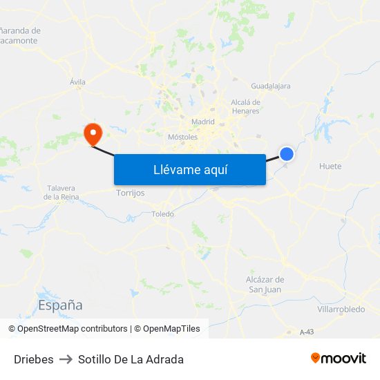 Driebes to Sotillo De La Adrada map