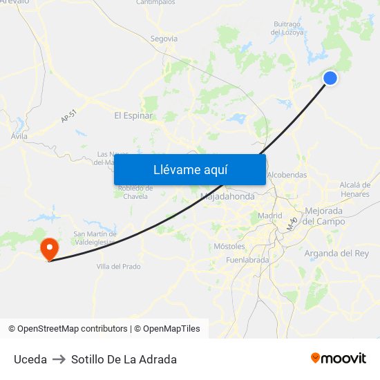 Uceda to Sotillo De La Adrada map