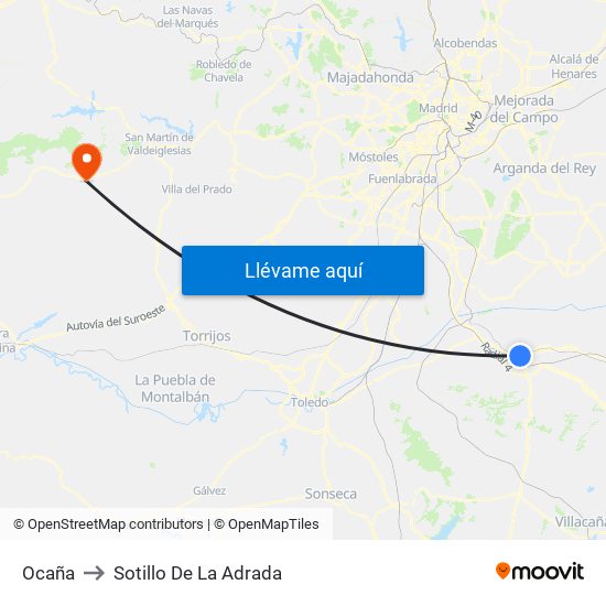 Ocaña to Sotillo De La Adrada map