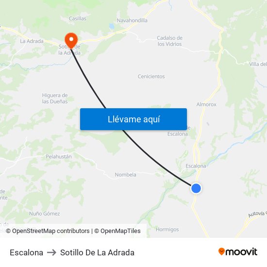 Escalona to Sotillo De La Adrada map